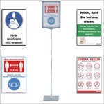 130175116 DIN A4 Infoständer inkl. vier Corona Plakaten: Abstand Maskenpflicht Regeln usw.